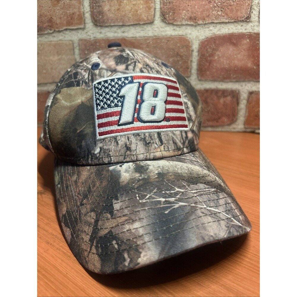 Nascar #18 Kyle Busch Cap Camouflage New Era Hat American Flag Embroidered Hat